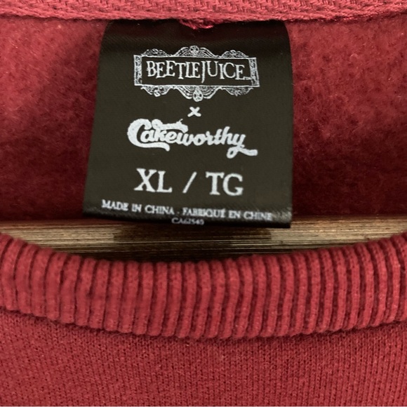 Cakeworthy x Beetlejuice Crewneck Burgundy Pullover Graphic Sweatshirt - Picture 10 of 10